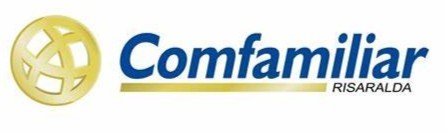 Comfamiliar Risaralda logo featuring a yellow circular design and blue text on a white background.