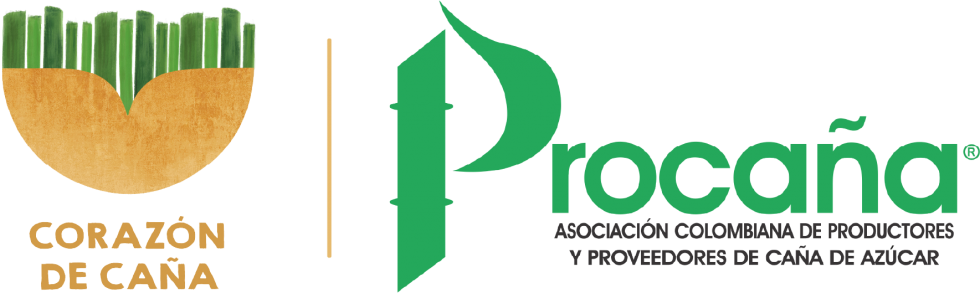 Logo of Corazón de Caña and Procaña, featuring stylized green sugarcane and text in Spanish.