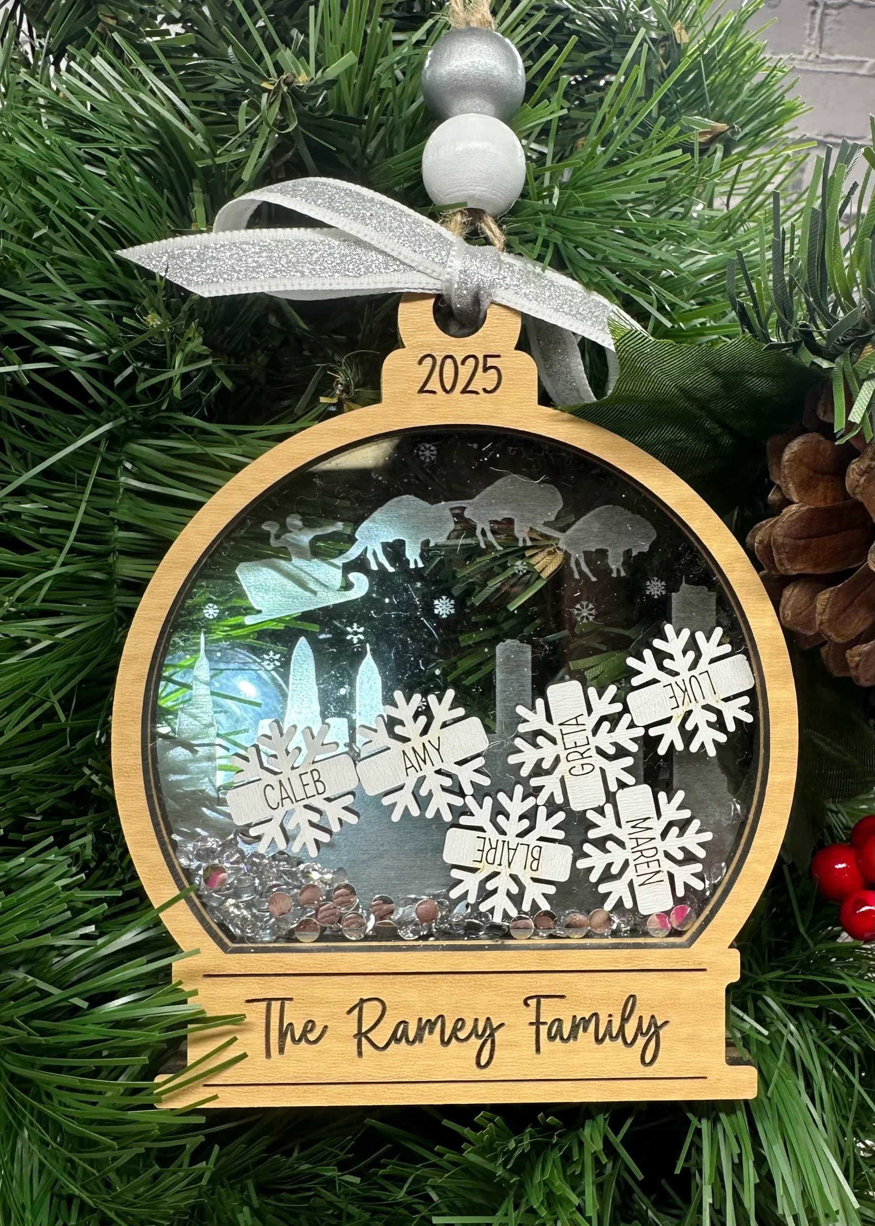 Buffalo Skyline Snow Globe Family Ornament