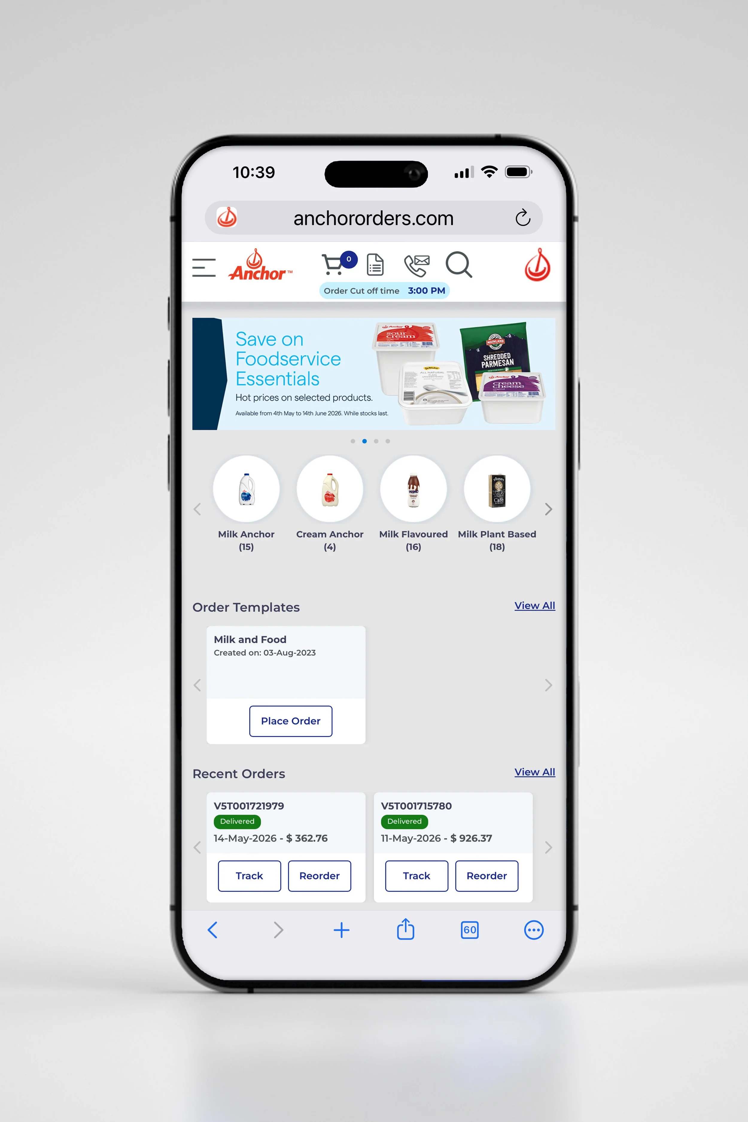 Ordering online is easy with the Anchors Orders site
