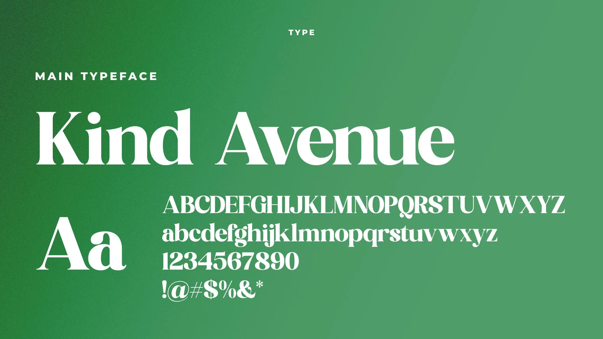 Main Header Typeface that was chosen for it's refined qualities and thick to thin variances.