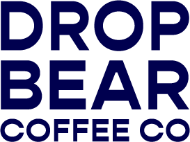 Logo of Drop Bear Coffee Co with bold blue text.