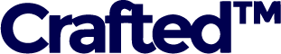 Crafted trademarked logo in dark blue text