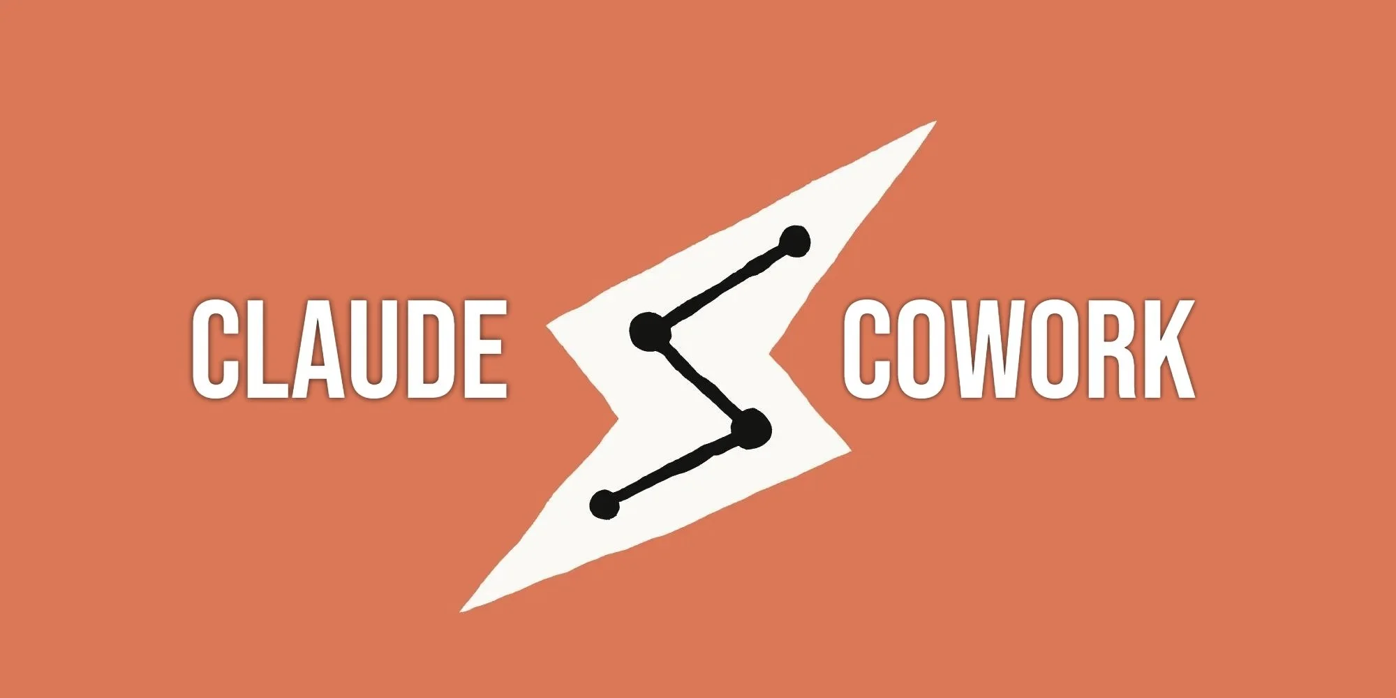 Image of the Claude Cowork logo- a lightning strike with wayfaring points within the shape and the words Claude Cowork