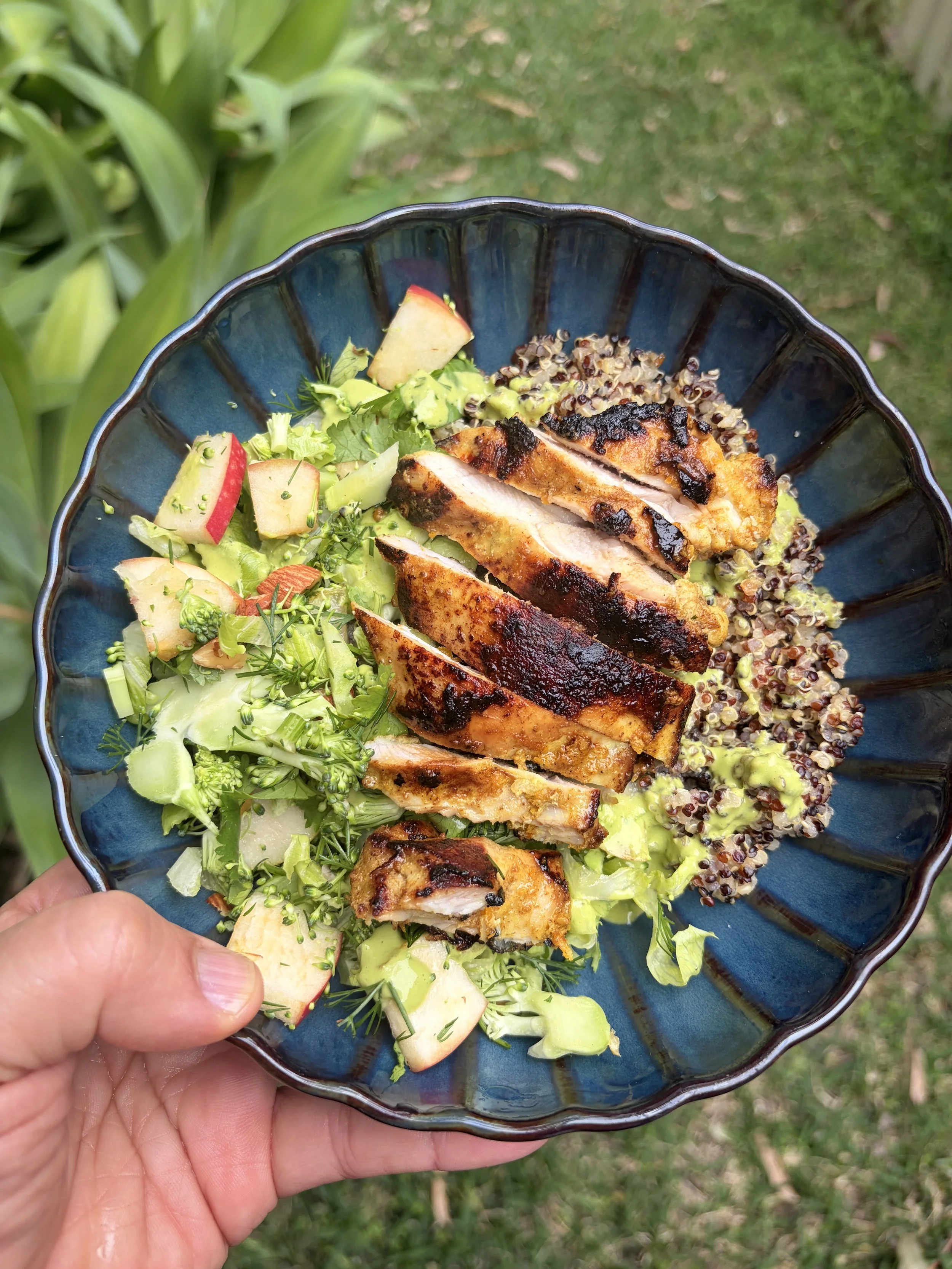 Spiced Chicken Thighs with Broccoli &amp; Apple Slaw