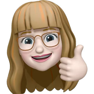 Animated character with long blonde hair, glasses, and a big smile giving a thumbs up.