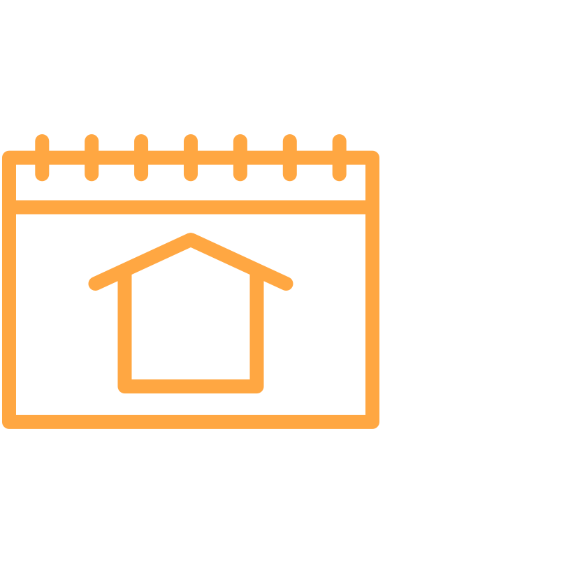 Orange calendar icon with house symbol