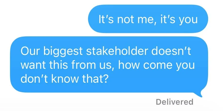 Diagnosing initiative failure via dada and a break-up text to the Board