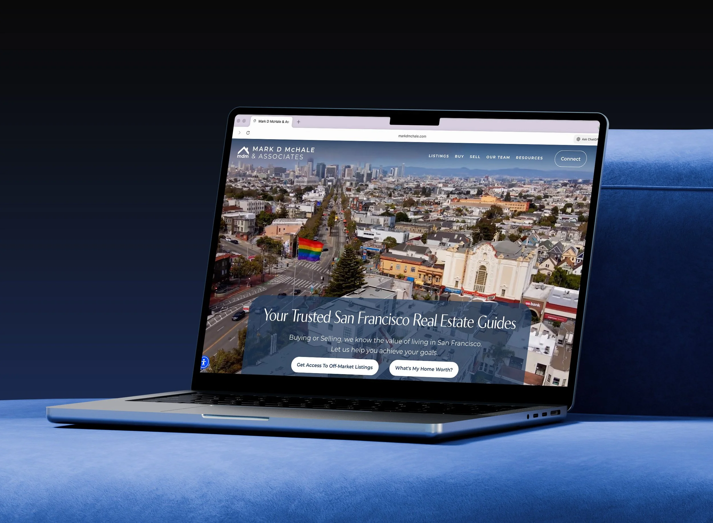 Laptop showing redesigned MarkDMcHale.com website