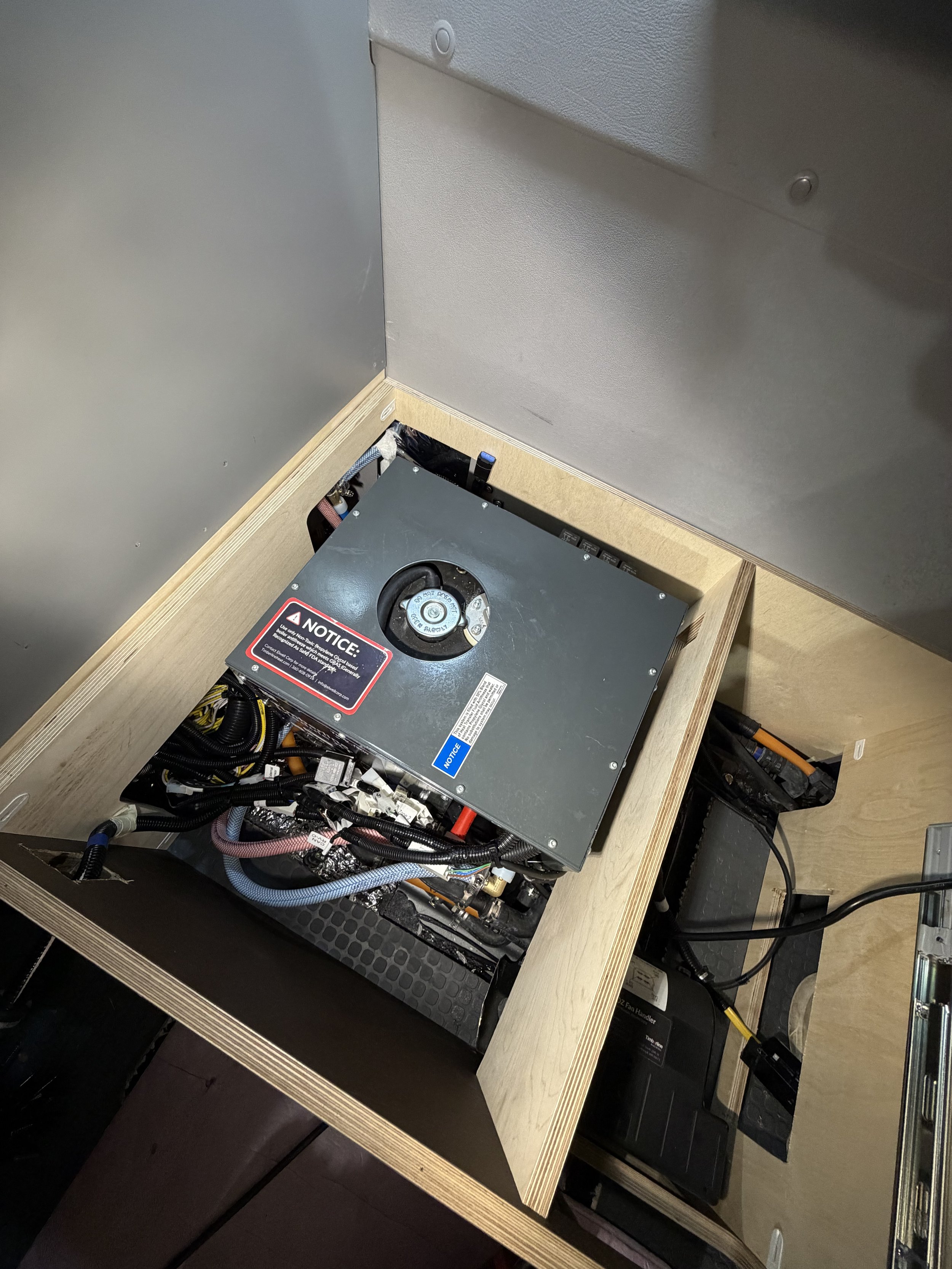 Heater Lines are shortened so it can be moved into a location that works with the bench.