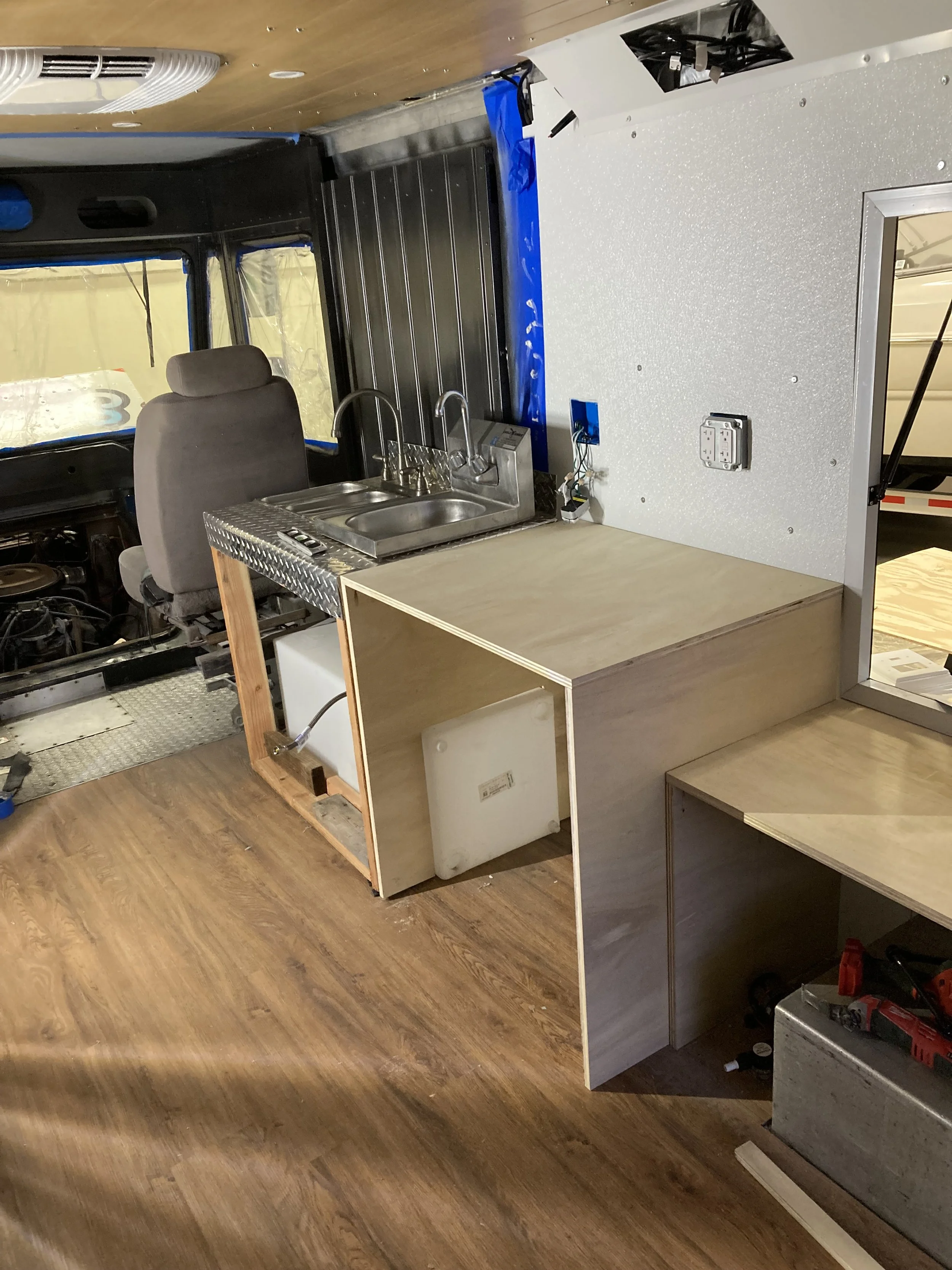 Customer wanted to use the old sink counter that was already in the van