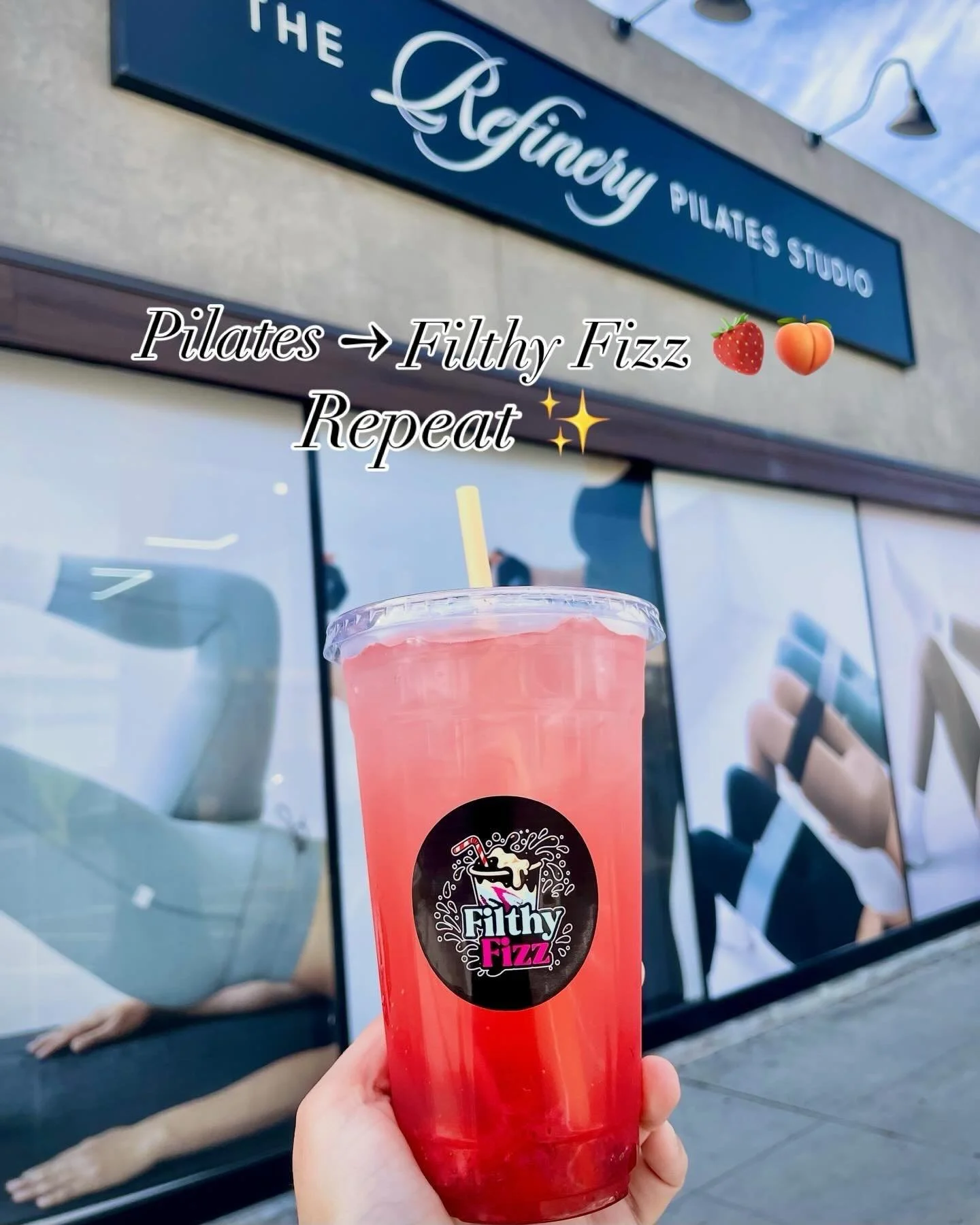 Post-Pilates never tasted so good 🍓🍑✨

So grateful to The Refinery Pilates Studio for having Filthy Fizz pop up and serve their beautiful community. There&rsquo;s nothing better than finishing a class and refueling with something refreshing, energi