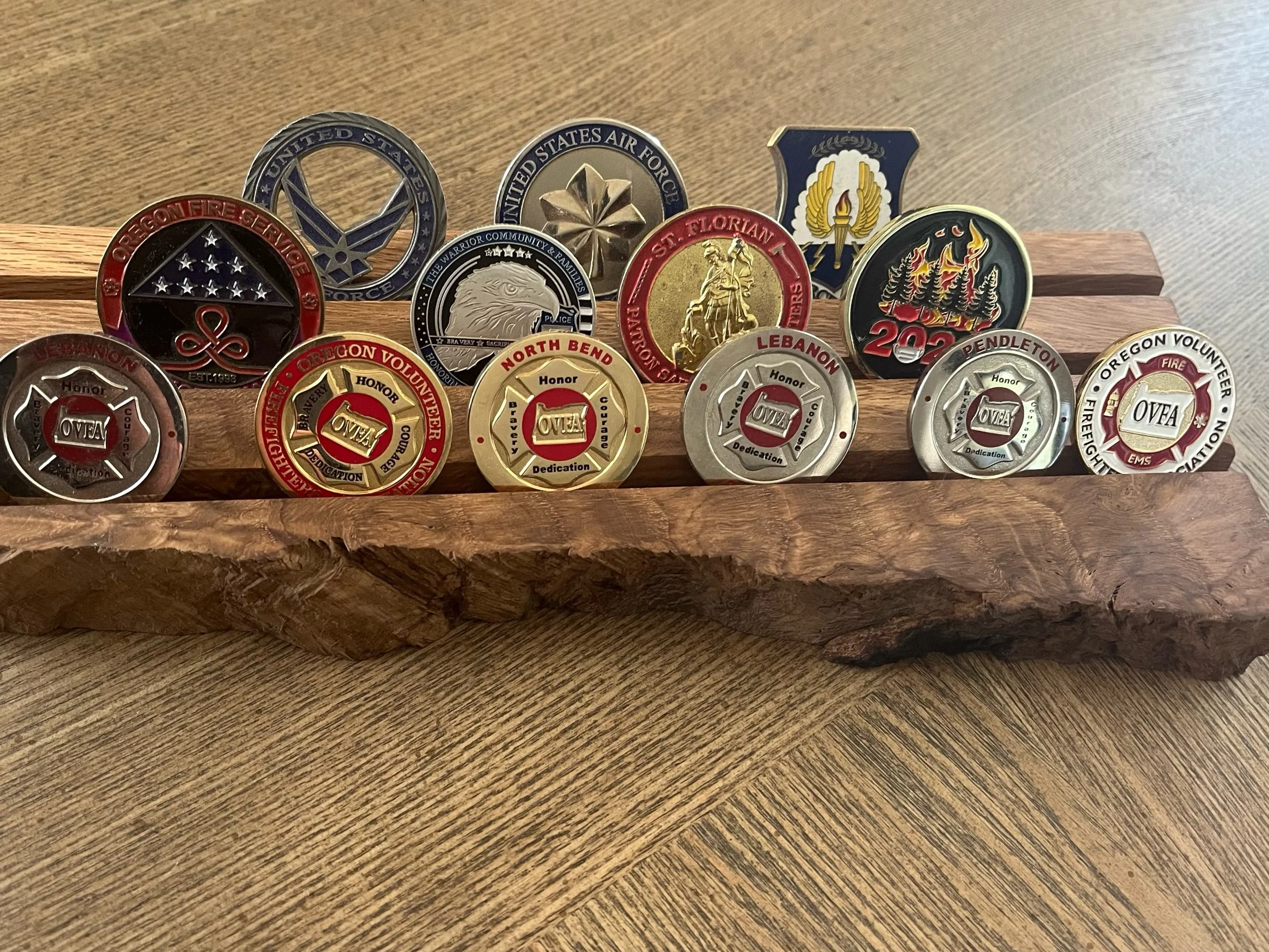 Live edge Challenge Coin Display