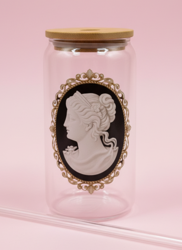 Cameo 16 oz Glass Eco Tumbler with straw