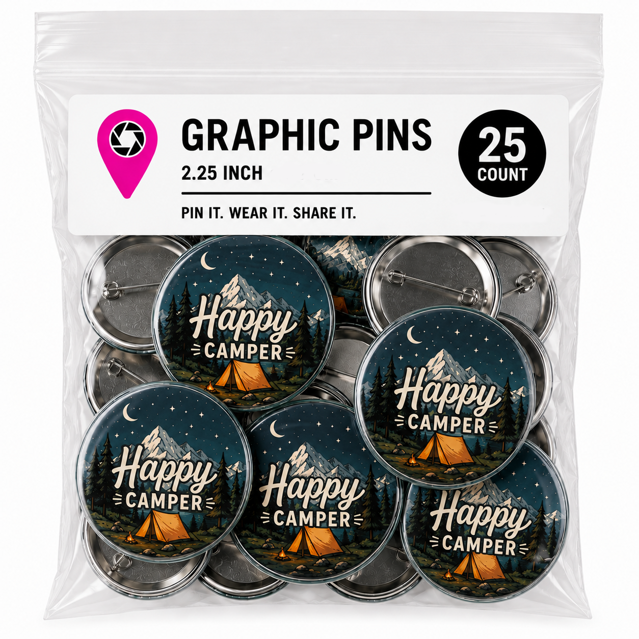 25 2.25 Inch Pin Back Buttons