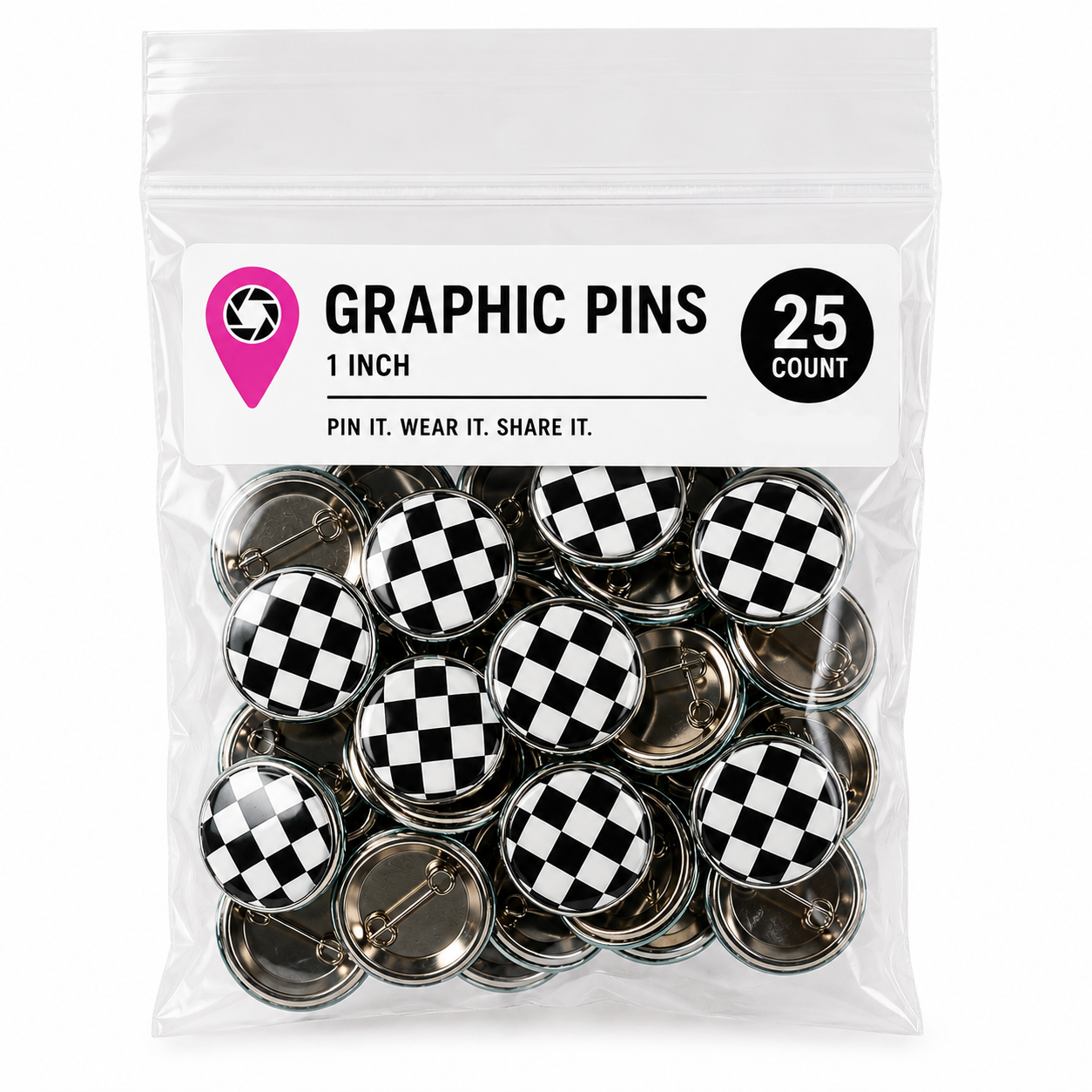 25 Custom 1 Inch Pin Back Buttons