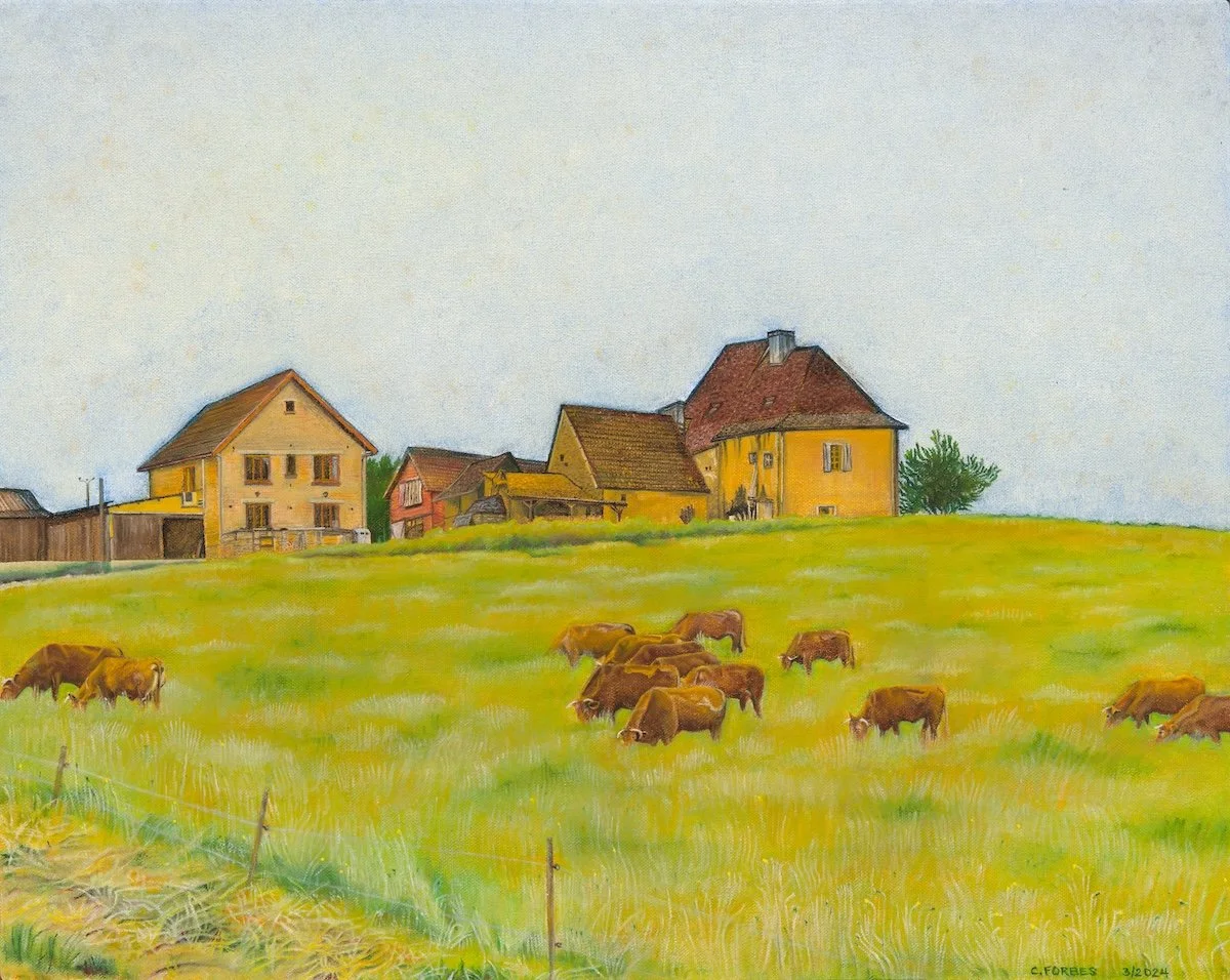 Basque Landscape with Cows | Oil on Canvas | 16” x 20”, March 2024