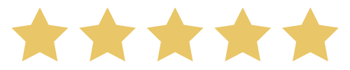Five gold stars in a row on a black background.