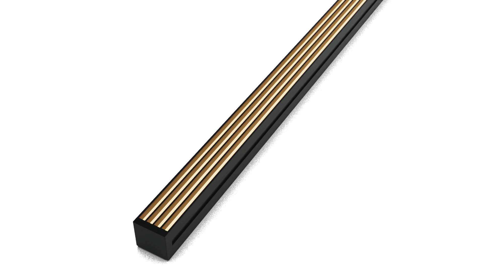 A black and gold door or window air vent grille with multiple parallel slats.
