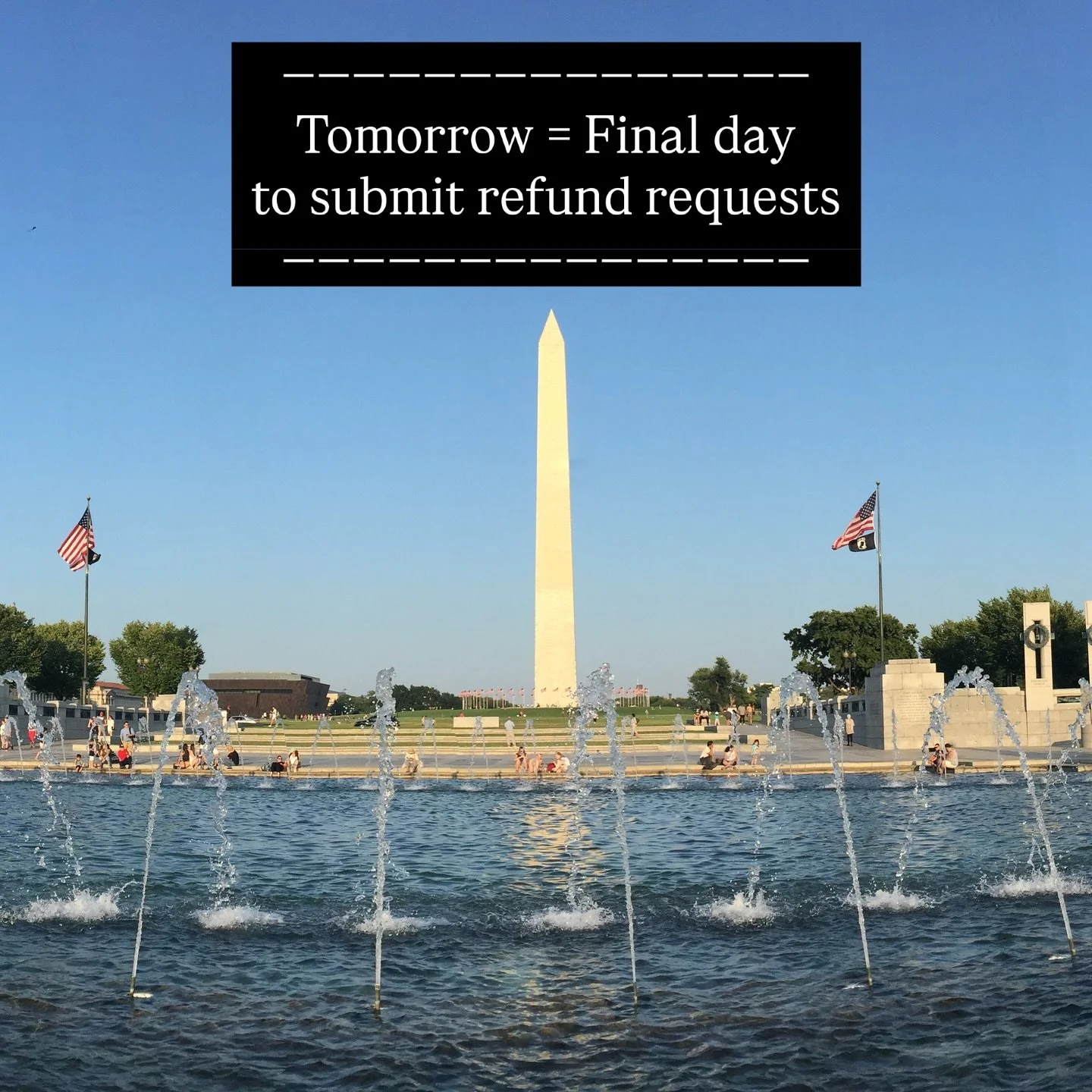 ATTENTION! If you are no longer able to attend for ANY reason tomorrow if your final day to submit a request for refund via eventbrite! If you submit after tomorrow you will no longer be able to receive money back.