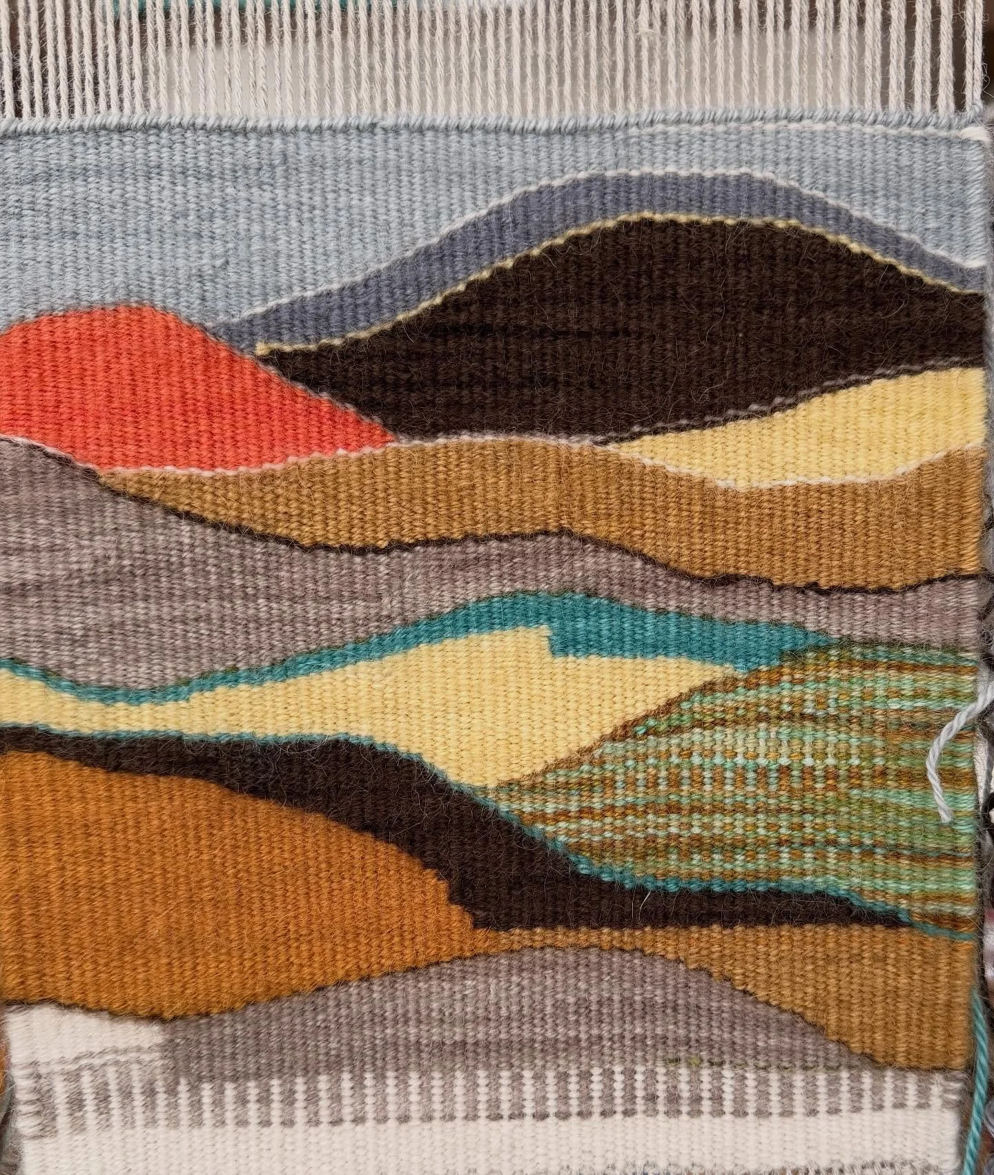 Sampler no. 5? lazy lines &hellip;&hellip; alpaca 6 epi linen warp- hand dyed