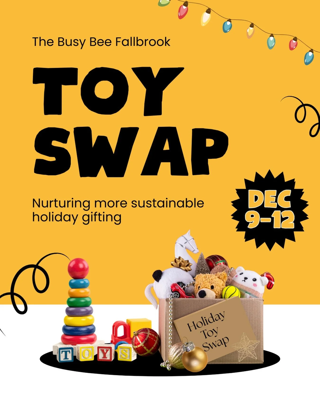 holiday gifting&hellip; but make it easier, cheaper, and a little less &ldquo;why is this thing $49.99 when it doesn&rsquo;t even have batteries?&rdquo;

join us dec 9&ndash;12 for our first ever toy swap at the busy bee.
bring in those gently loved 