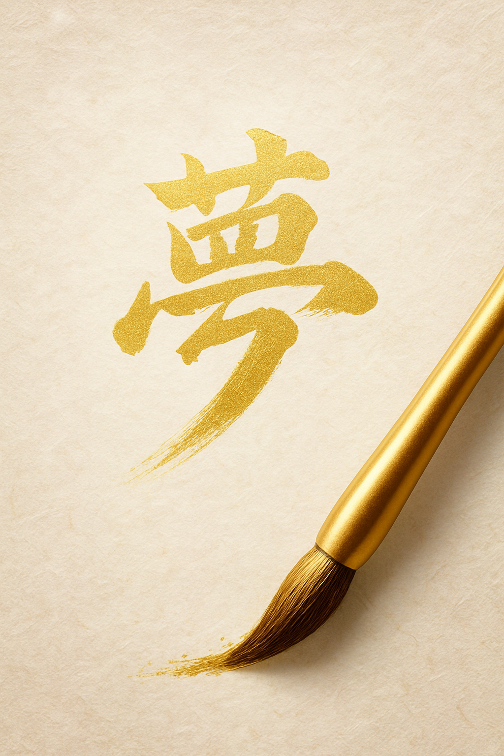 筆で書かれた漢字「夢」