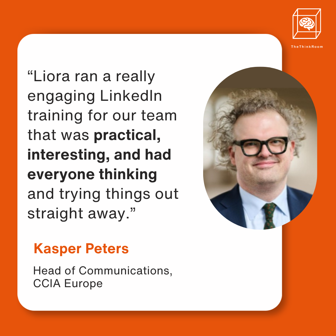 "Liora ran a really engaging LinkedIn training for our team that was practical, interesting and had everyone thinking and trying out things straight away."  - Kasper Peters