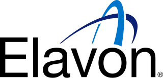 A stylized logo featuring a blue and black abstract globe and swoosh design.