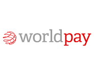 WorldPay logo with a red globe icon and gray and red text