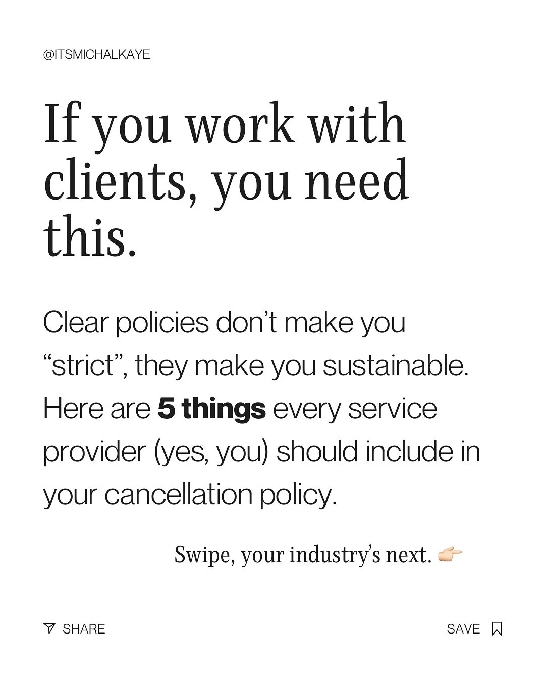 You&rsquo;ll never have a consistent income until you have consistent boundaries.
If you serve clients, this one&rsquo;s for you.

But first, follow @itsmichalkaye for more honest business advice that helps you grow, sustainably, not chaotically.
 Bo