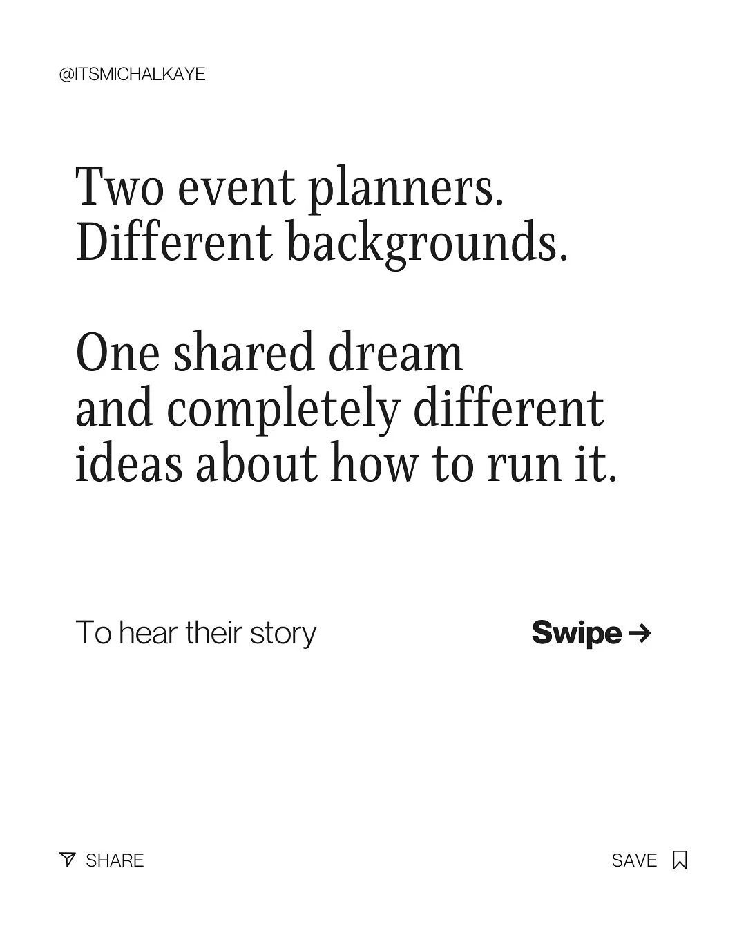 Two event planners, a new partnership. 
One wanted to say yes to everything. 
The other wanted boundaries. 
Neither knew how to grow without burning out. 
So we built something different.

If you liked this client&rsquo;s story give it a 🩷

	

#Crea