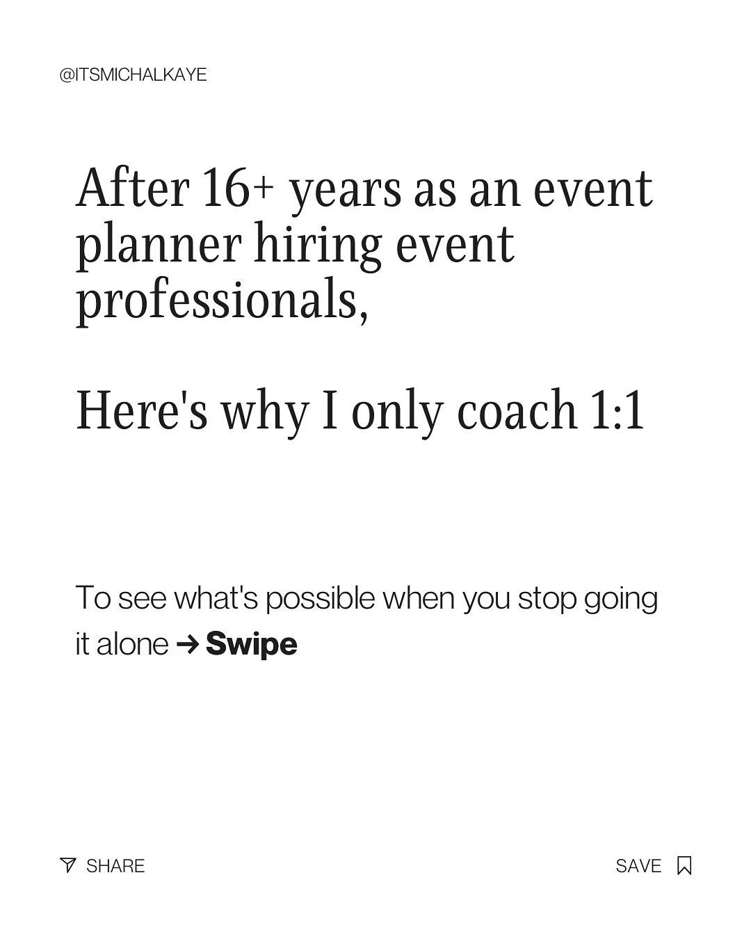 16 years hiring event pros taught me this:
The talented ones who stay stuck aren&rsquo;t lacking skills. They&rsquo;re trying to do it alone.

If not friends on here 
👋Hi, I&rsquo;m Michal Event Planner turned Business Coach, hit the follow button f