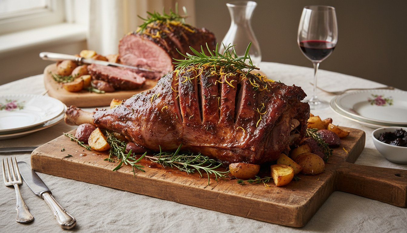Slow-Roast Leg of Lamb with Black Garlic Marinade