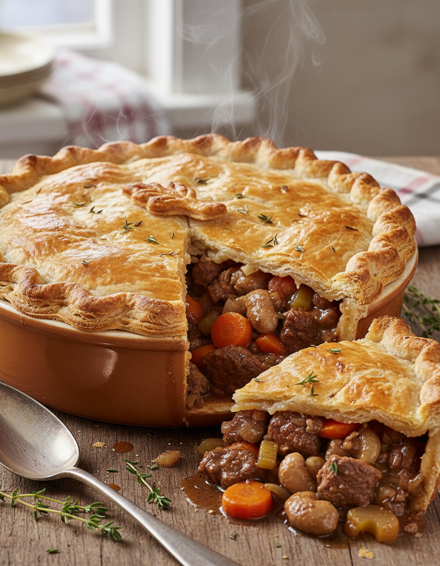 STEAK &amp; KIDNEY PIE WITH BLACK GARLIC &amp; THYME