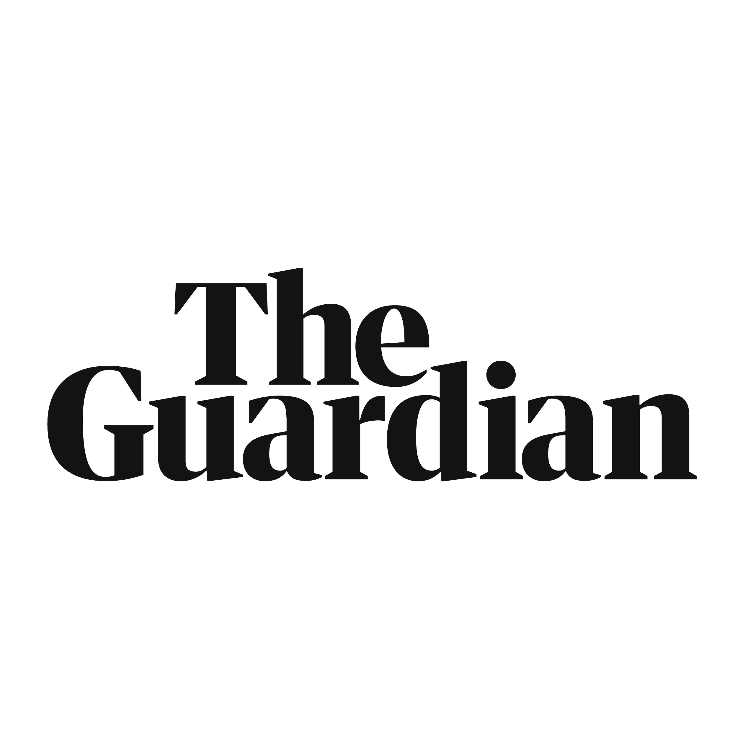 Black and white logo with the words 'The Guardian' in bold, stylized font.