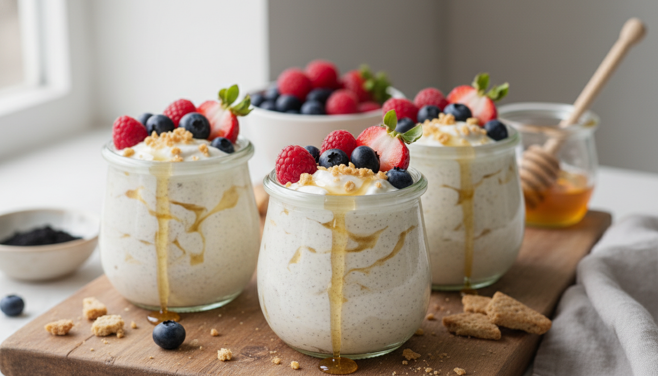 Black Lemon & Honey Yoghurt Pots with Berries