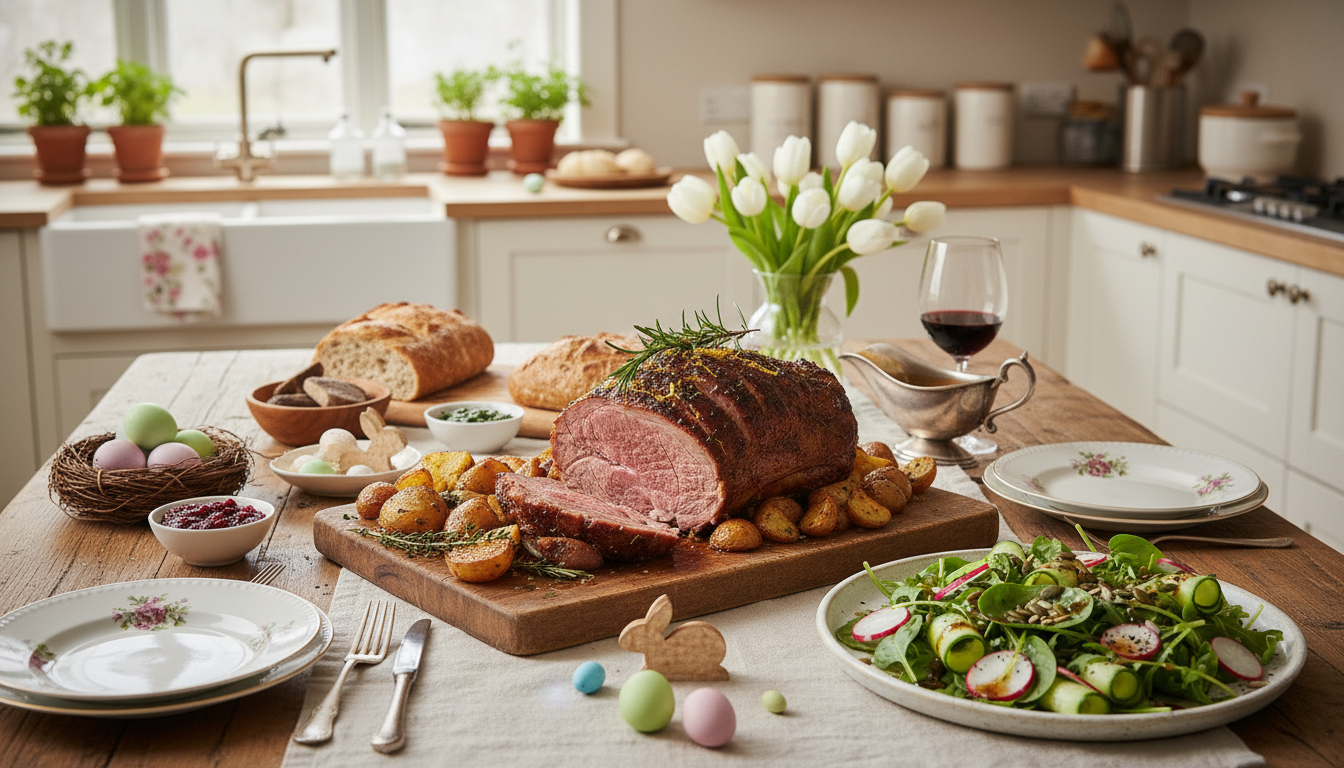 Easter lunch with roast lamb