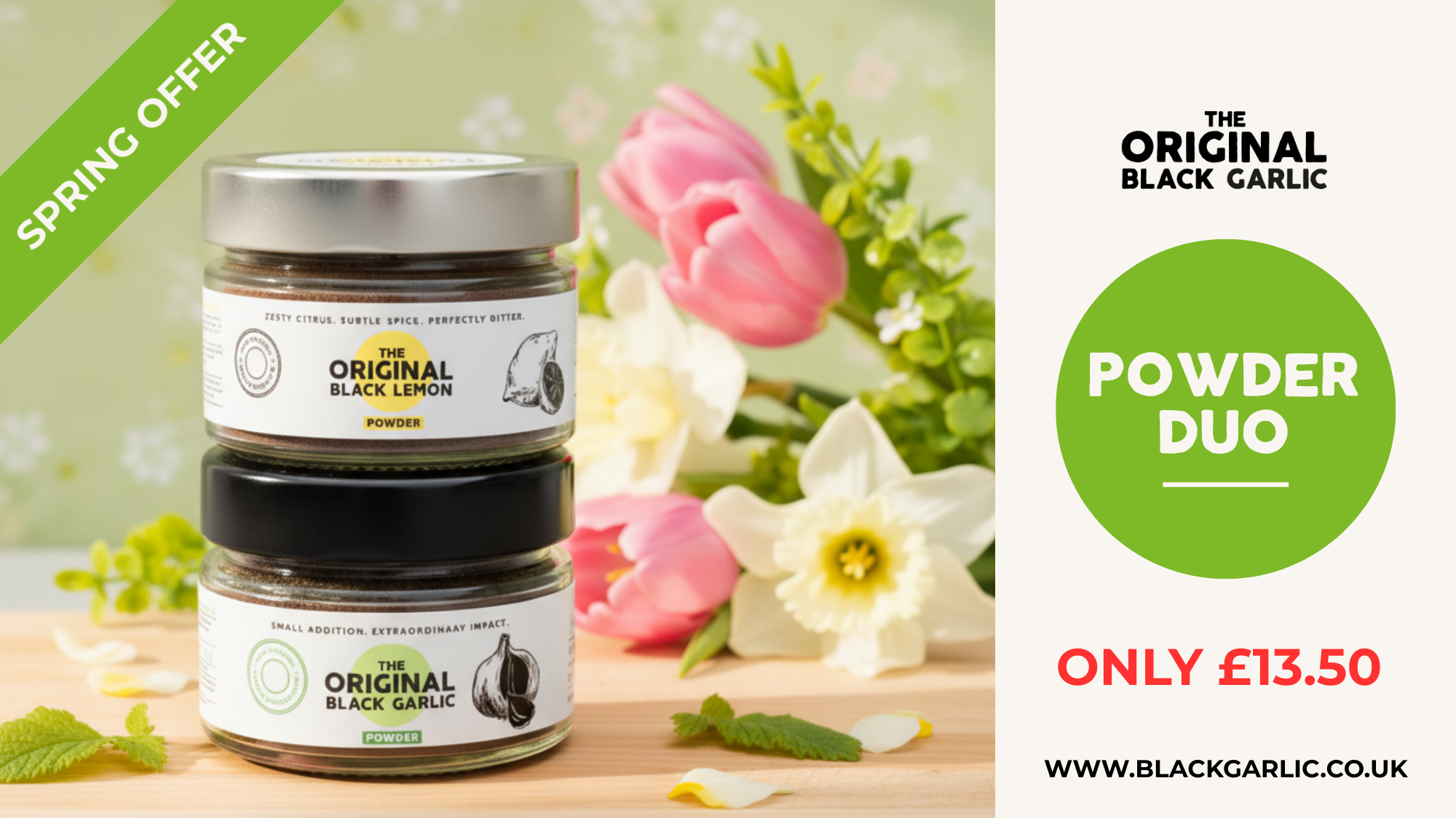 black garlic powder and black lemon powder promotion
