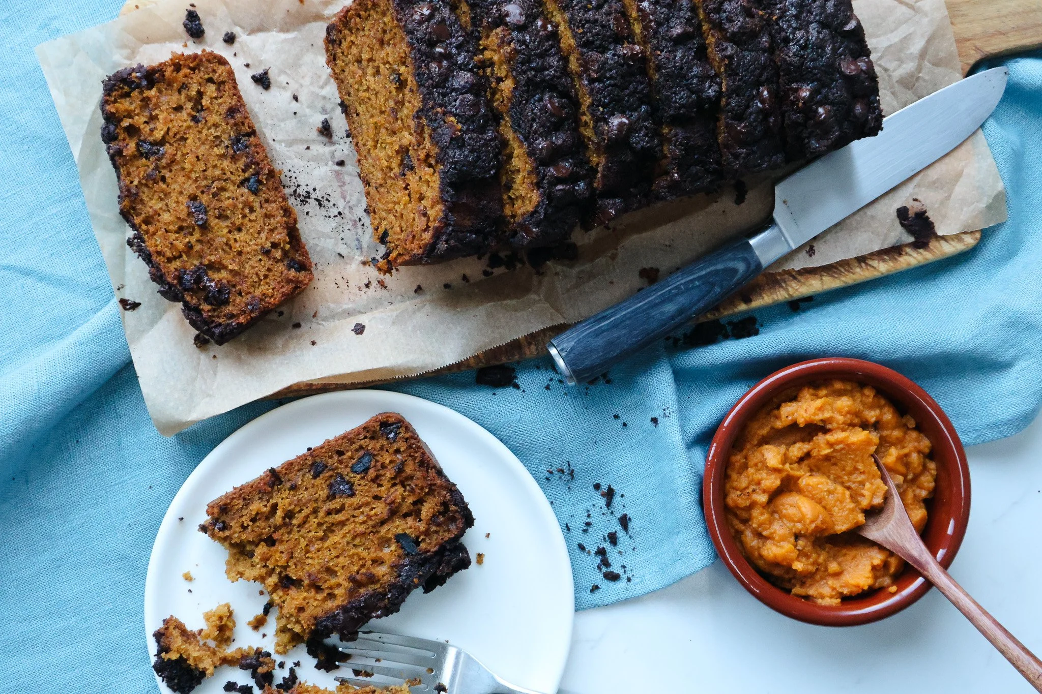 chocolate pumpkin loaf with black garlic