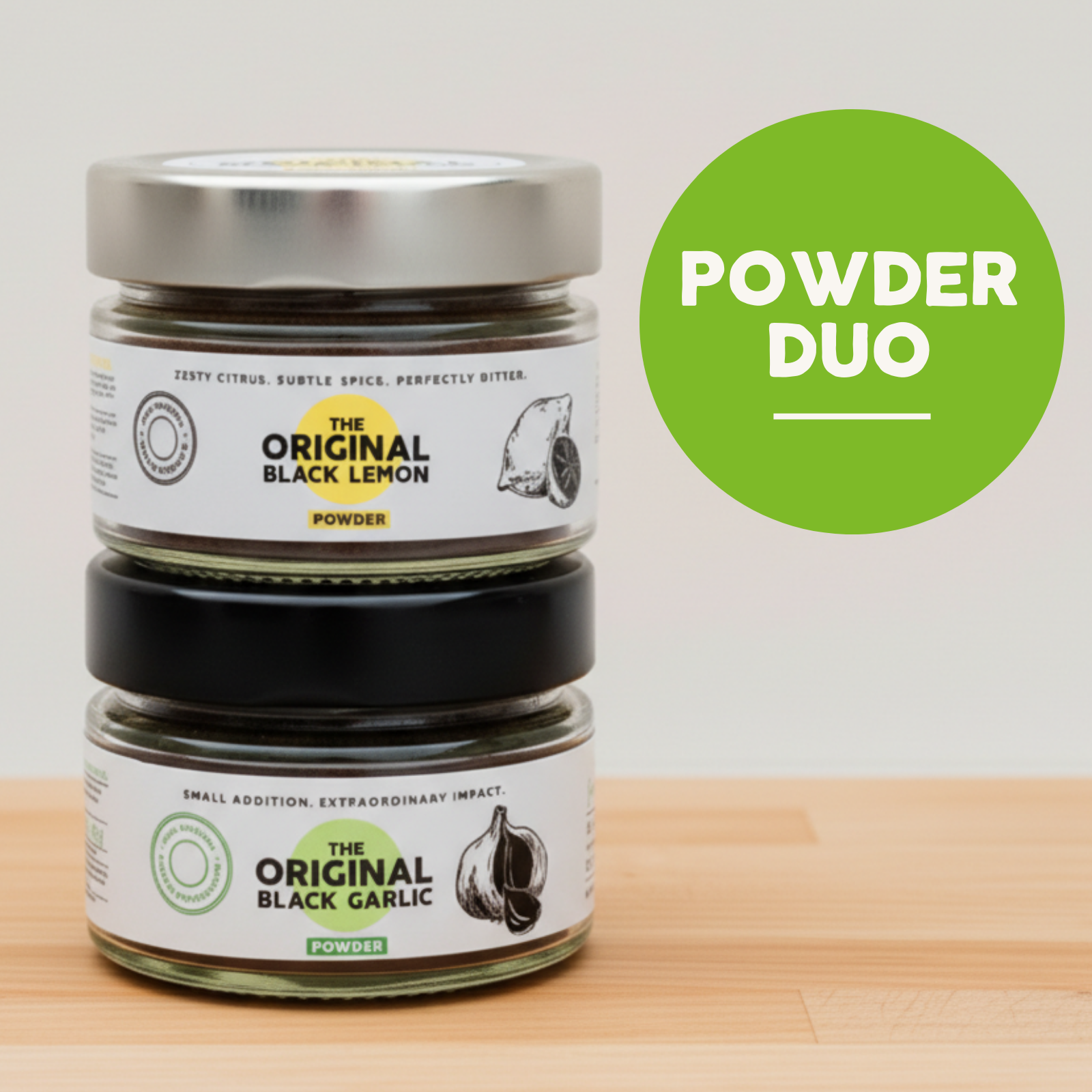 Black Garlic and Black Lemon Powder Duo