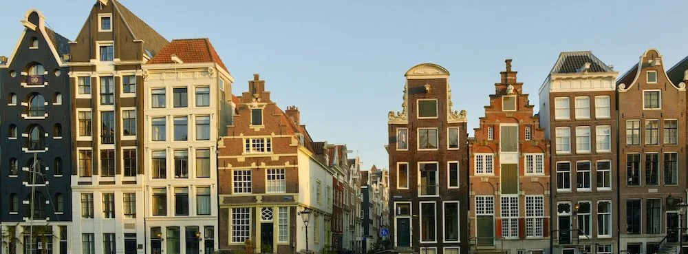 Amsterdam, Herengracht gevels in de avondzon Fine Art print