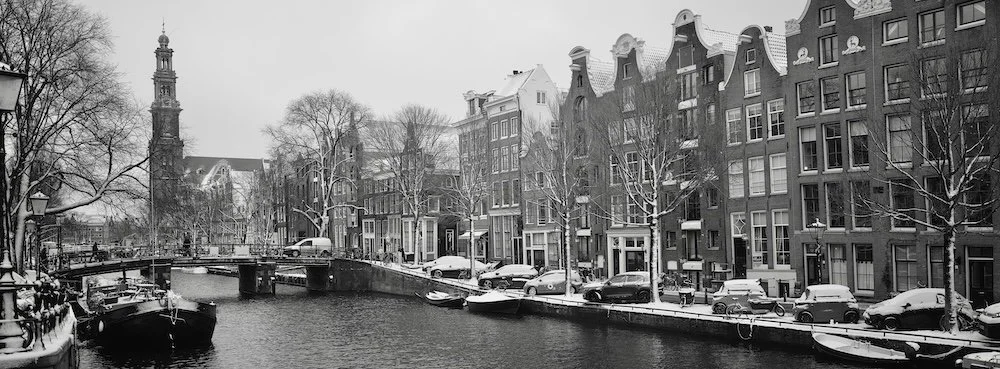 Amsterdam, Prinsengracht Westertoren sneeuw Fine art print