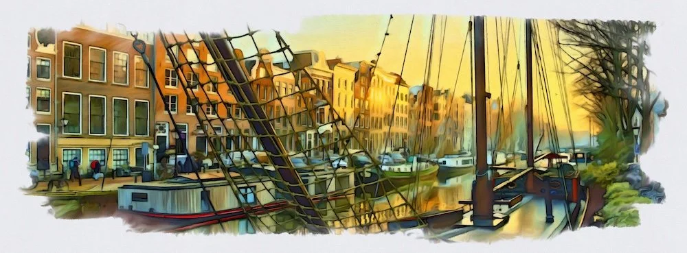 Amsterdam, Keizersgracht in de avondzon Artist