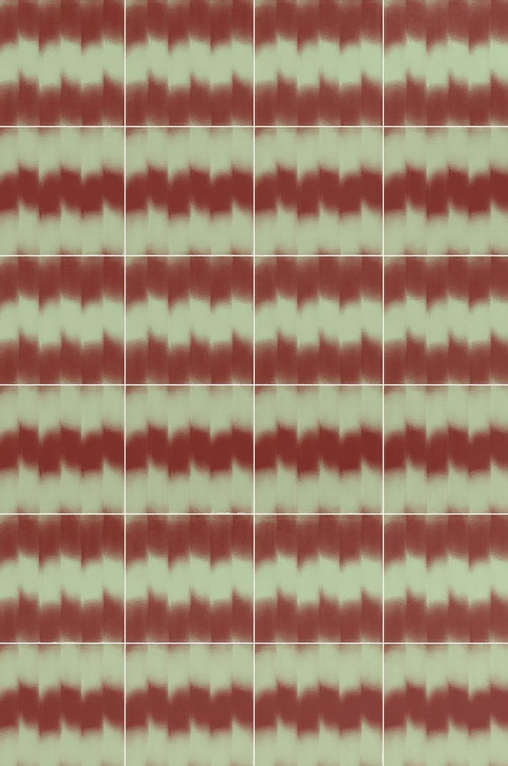 Close-up of a tiled fabric pattern with alternating red and beige colors, featuring a symmetrical, abstract design.