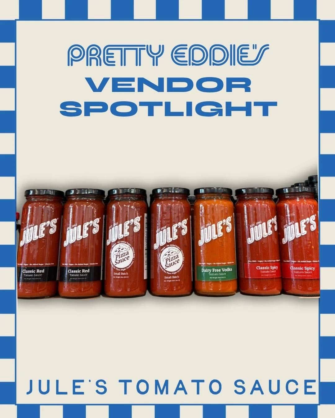Local Vendor Spotllight: Jule's Tomato Sauce 🍅🧄
Siblings John and Laura Viteli created Jule's to bring their father's 1962 homemade pasta sauce recipe to the public. With no added sugar and clean ingredients, these sauces are easy-to-use and delici