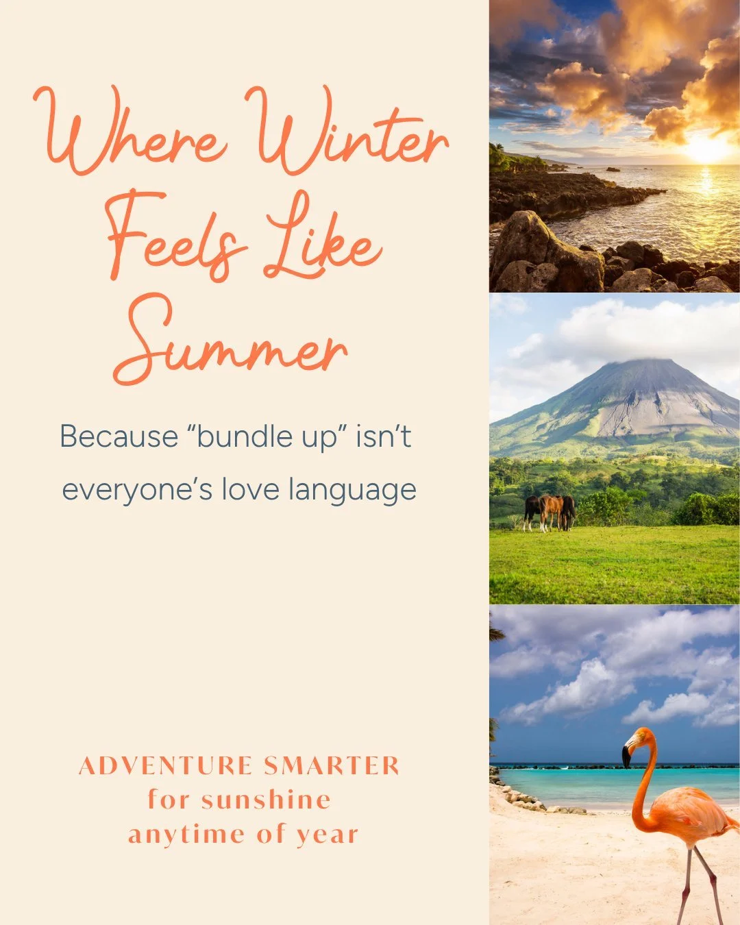 Where winter feels like summer ☀️
Because &ldquo;bundle up&rdquo; isn&rsquo;t everyone&rsquo;s love language.

If you&rsquo;re craving warmth while everyone else is shivering, here&rsquo;s where I&rsquo;m sending clients this season ⬇️⬇️

🐋 Hawaii &