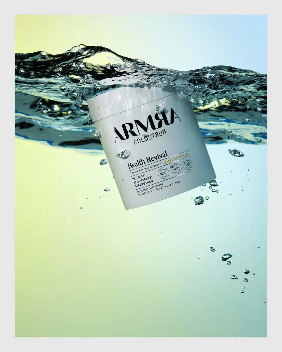 ARMRA Health Revival product photographed underwater