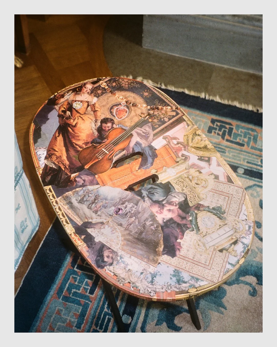 Decorative collage table inside the royal residence