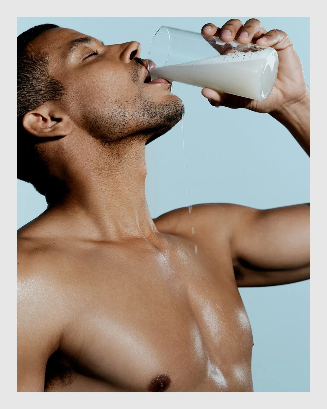 Male model drinking ARMRA mixture in the ARMRA campaign